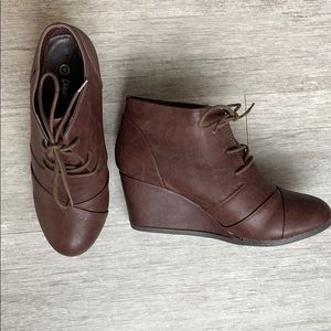 Brown Wedge Booties